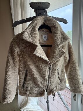 GAP Kids Tan Lined Sherpa Moto jacket